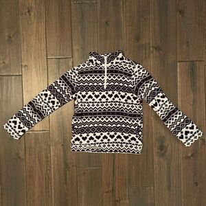 Girls Children's Place Black & White Hearts Fleece Pullover S 5/6